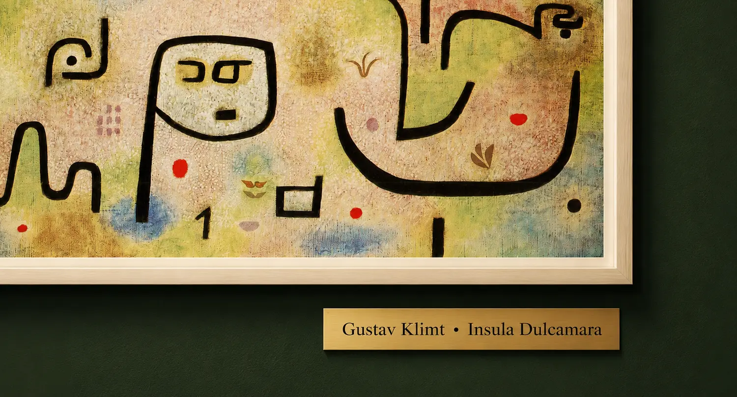 Framed artwork with a clearly readable creator name