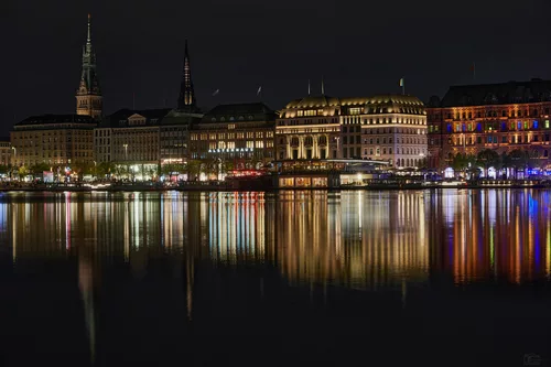 Jungfernstieg, Hamburg bei Nacht